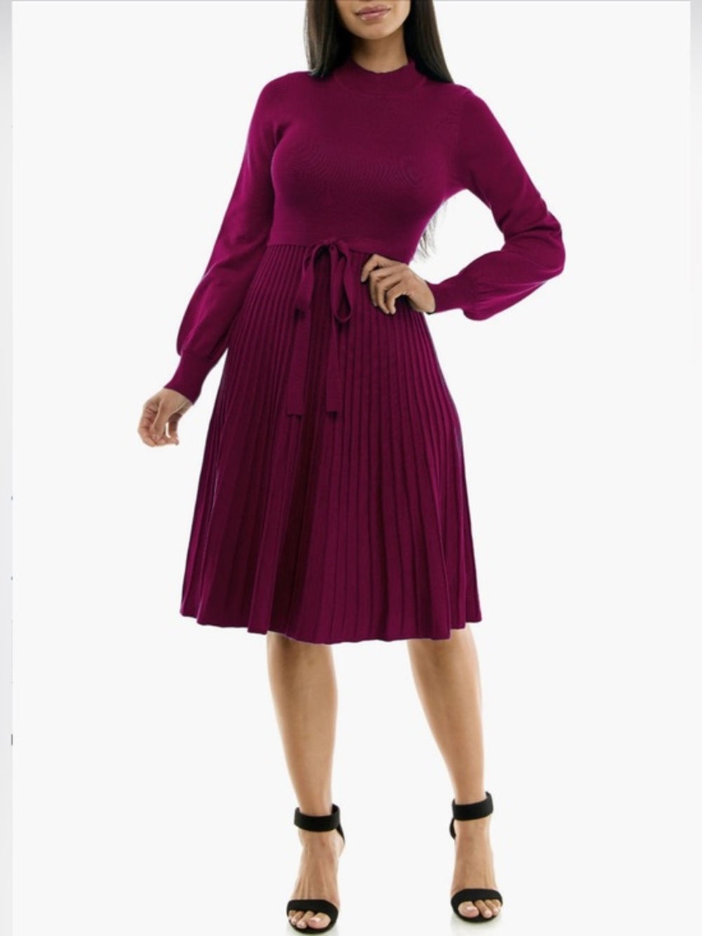 NEW…Nina Leonard Tie Waist Long Sweater Dress